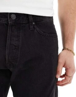 Jack & Jones Chris Straight Jean In Black Wash For Men Black Denim -Men Style Shop 205884007 5