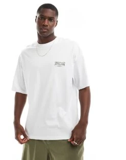 Jack & Jones Oversized T-shirt With Atalier Backprint In White For Men -Men Style Shop 205884034 2