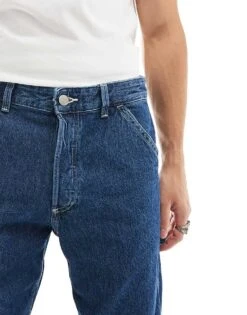 Jack & Jones Eddie Loose Carpenter Jean In Mid Blue Wash For Men Blue Denim -Men Style Shop 205884762 5