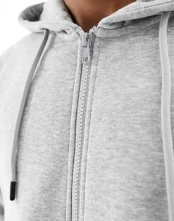 Jack & Jones Zip Through Hoodie In Light Grey Marl For Men -Men Style Shop 205884786 3