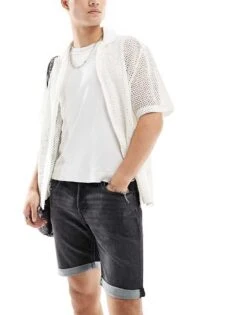 Jack & Jones Jog Denim Shorts In Washed Black For Men Black Denim -Men Style Shop 205930433 1 blackdenim 1