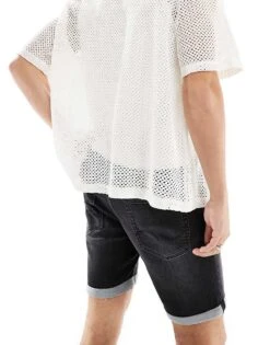 Jack & Jones Jog Denim Shorts In Washed Black For Men Black Denim -Men Style Shop 205930433 3