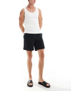 Jack & Jones Linen Shorts With Drawstring In Black For Men -Men Style Shop 205930457 2