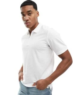 Jack & Jones Polo With Zip In White For Men -Men Style Shop 205930489 1 white 1