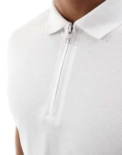Jack & Jones Polo With Zip In White For Men -Men Style Shop 205930489 4