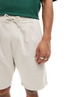 Jack & Jones Denim Short With Drawstring Waist In Beige For Men Ecru -Men Style Shop 205930521 3