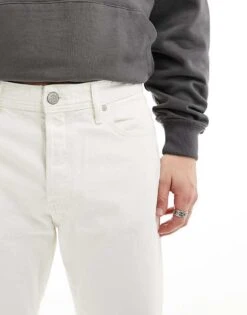 Jack & Jones Chris Straight Fit Jeans In Ecru For Men -Men Style Shop 205930619 5