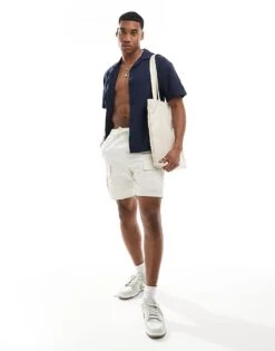 Jack & Jones Linen Shirt With Revere Collar In Navy For Men Navy Blazer -Men Style Shop 205930678 4