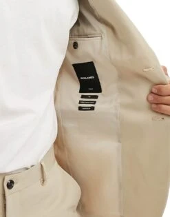 Jack & Jones Slim Fit Suit Jacket In Beige For Men Pure Cashmere -Men Style Shop 205930826 2