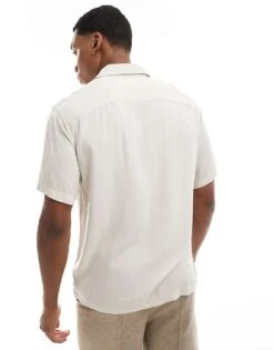 Jack & Jones Revere Collar Shirt In Beige For Men Moonbeam -Men Style Shop 205930949 2