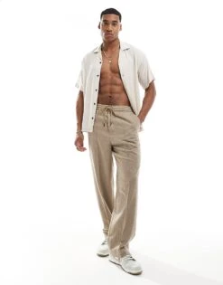 Jack & Jones Revere Collar Shirt In Beige For Men Moonbeam -Men Style Shop 205930949 3