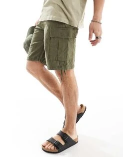 Jack & Jones Cargo Short In Khaki For Men Olive Night -Men Style Shop 205931013 4