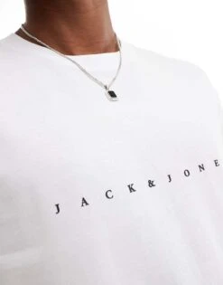 Jack & Jones T-shirt With Central Logo In White For Men -Men Style Shop 205931120 3