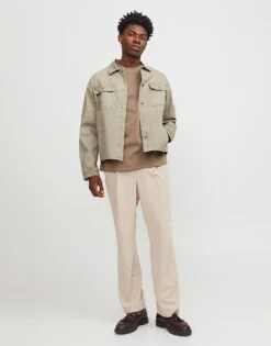 Jack & Jones Boxy Denim Jacket In Beige For Men Winter Twig -Men Style Shop 205931332 3