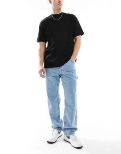 Jack & Jones Eddie Loose Carpenter Jeans In Light Blue Wash For Men Blue Denim -Men Style Shop 205965851 1 bluedenim 1