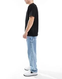 Jack & Jones Eddie Loose Carpenter Jeans In Light Blue Wash For Men Blue Denim -Men Style Shop 205965851 3