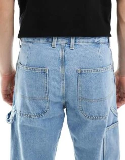 Jack & Jones Eddie Loose Carpenter Jeans In Light Blue Wash For Men Blue Denim -Men Style Shop 205965851 4