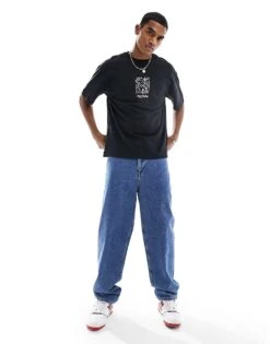 Jack & Jones Oversized T-shirt With Never Ending Chest Print In Black For Men -Men Style Shop 205985855 3