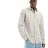 Jack & Jones Long Sleeve Linen Shirt In Beige For Men Crockery