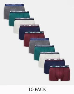 Jack & Jones 10 Pack Trunks In Multi For Men Dark Grey Melange