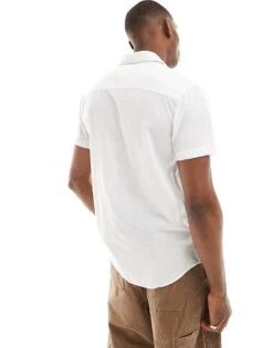 Jack & Jones Short Sleeve Linen Shirt In White For Men -Men Style Shop 206040201 3