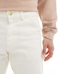 Jack & Jones Loose Fit Carpenter Twill Trouser In White For Men Jet Stream -Men Style Shop 206040257 5