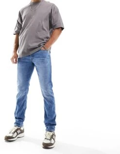 Jack & Jones Glenn Slim Tapered Fit Jeans In Mid Blue Wash For Men Blue Denim -Men Style Shop 206040297 1 bluedenim 1