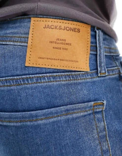 Jack & Jones Glenn Slim Tapered Fit Jeans In Mid Blue Wash For Men Blue Denim -Men Style Shop 206040297 3