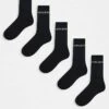 Jack & Jones 5 Pack Ribbed Logo Socks In Black For Men -Men Style Shop 206040338 1 black