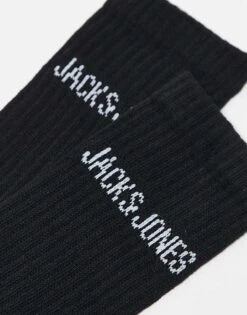 Jack & Jones 5 Pack Ribbed Logo Socks In Black For Men -Men Style Shop 206040338 2