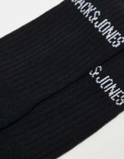 Jack & Jones 5 Pack Ribbed Logo Socks In Black For Men -Men Style Shop 206040338 3