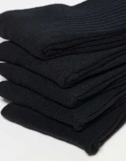 Jack & Jones 5 Pack Ribbed Logo Socks In Black For Men -Men Style Shop 206040338 4