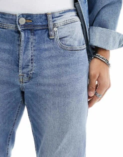 Jack & Jones Glenn Slim Tapered Fit Jeans In Light Wash Denim For Men Blue Denim -Men Style Shop 206040351 4