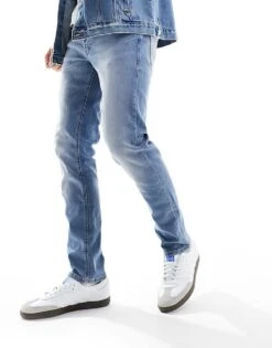 Jack & Jones Glenn Slim Tapered Fit Jeans In Light Wash Denim For Men Blue Denim -Men Style Shop 206040351 5