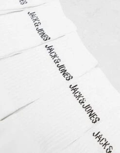 Jack & Jones 5 Pack Ribbed Logo Socks In White For Men -Men Style Shop 206040390 4