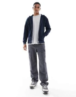 Jack & Jones Zip Through Hoodie In Navy For Men Navy Blazer -Men Style Shop 206040467 4