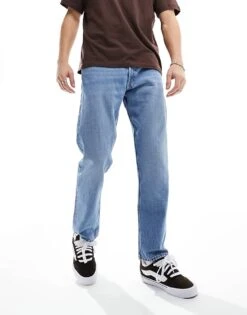 Jack & Jones Chris Straight Fit Jeans In Mid Blue Wash For Men Blue Denim -Men Style Shop 206040498 1 bluedenim 1