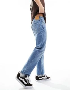 Jack & Jones Chris Straight Fit Jeans In Mid Blue Wash For Men Blue Denim -Men Style Shop 206040498 3