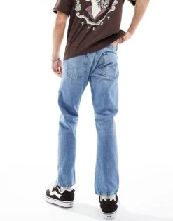 Jack & Jones Chris Straight Fit Jeans In Mid Blue Wash For Men Blue Denim -Men Style Shop 206040498 5