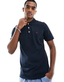 Jack & Jones Essentials Slim Fit Tipped Pique Logo Polo Navy For Men Navy Blazer Detail:t -Men Style Shop 206040519 2