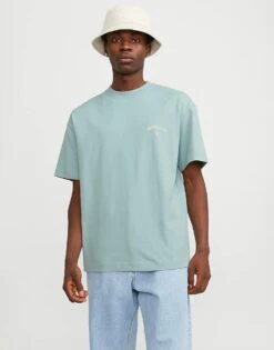 Jack & Jones Oversized Atalier Back Print T-shirt In Mint For Men Gray Mist -Men Style Shop 206040540 2