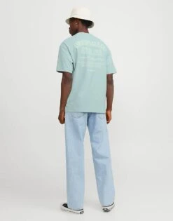 Jack & Jones Oversized Atalier Back Print T-shirt In Mint For Men Gray Mist -Men Style Shop 206040540 3