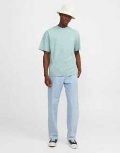 Jack & Jones Oversized Atalier Back Print T-shirt In Mint For Men Gray Mist -Men Style Shop 206040540 4