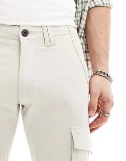 Jack & Jones Slim Fit Cargo Trouser In Beige For Men Moonbeam -Men Style Shop 206040571 4