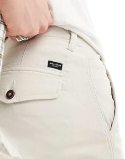 Jack & Jones Slim Fit Cargo Trouser In Beige For Men Moonbeam -Men Style Shop 206040571 5