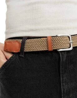 Jack & Jones Woven Belt With Buckle In Tan For Men Incense -Men Style Shop 206040598 4