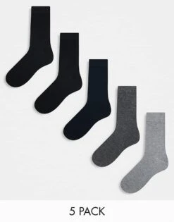 Jack & Jones 5 Pack Socks In Multi For Men Dark Grey Melange -Men Style Shop 206040604 1 darkgreymelange 1