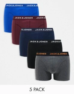 Jack & Jones 5 Pack Trunks In Multi For Men Black -Men Style Shop 206040683 1 black 1