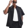 Jack & Jones Co-ord Oversized Nylon Utility Pocket Shirt In Black For Men