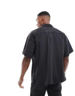 Jack & Jones Co-ord Oversized Nylon Utility Pocket Shirt In Black For Men -Men Style Shop 206091546 4